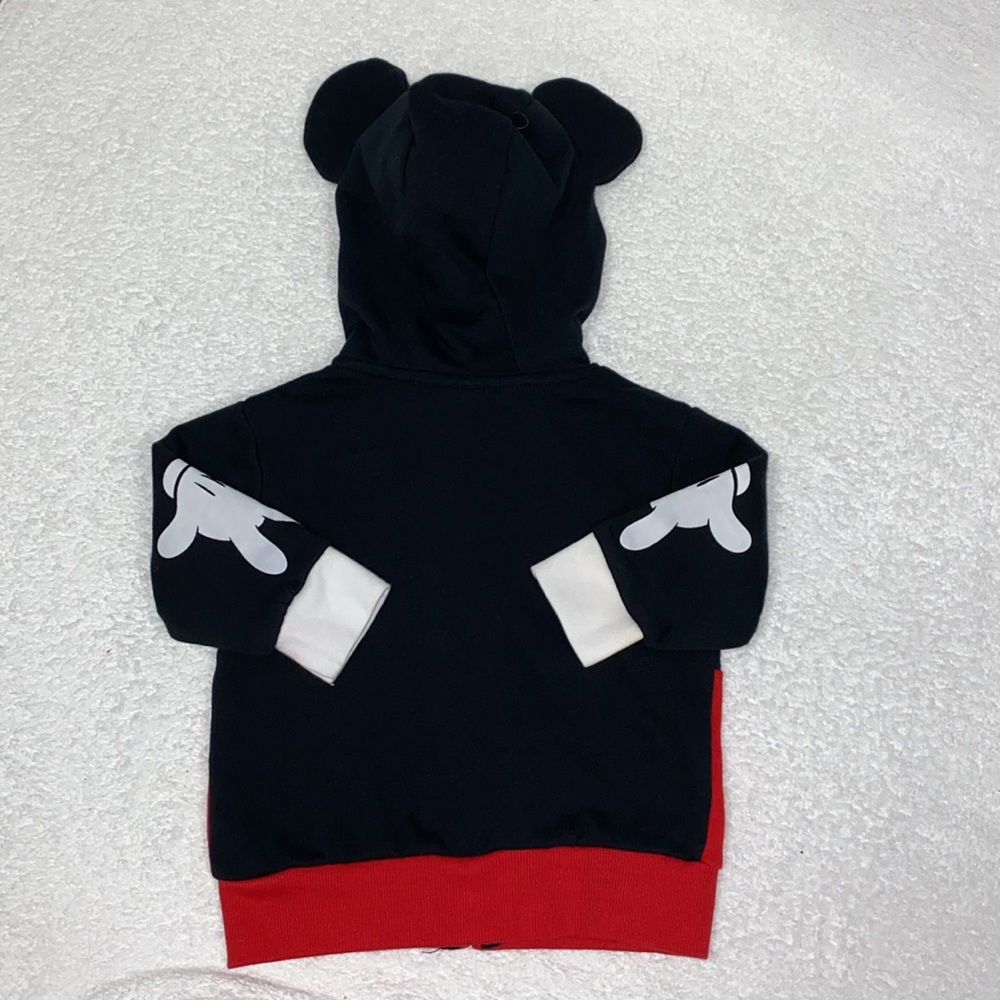 Disney Mickey Mouse  Zip Up Hoodie with Ears Black/Red unisex 12m - Picture 4 of 10